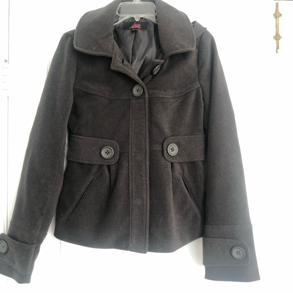 Gray coat with a hood